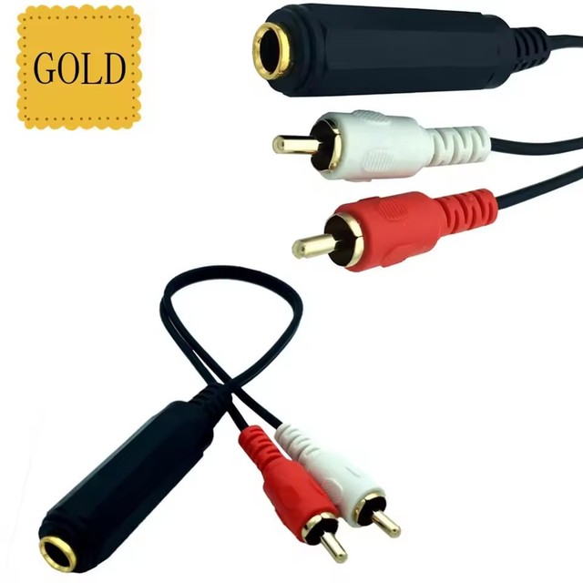 6.35mm to 2 RCA Y Splitter Cable Gold Plated 1/4 inch TRS Female to Dual 2 RCA Male Stereo Audio Extension Adapter Cable