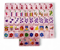 Tuiles de Mahjong LUCKY CHARMS de Haute Qualité, Personnalisées, Luxe, Gravées en Acrylique, 160 Tuiles de Mahjong American Pop Divas