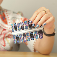Ventes en gros de magnifiques autocollants pour ongles à motifs de nuit étoilée, nouveaux modèles d'autocollants pour ongles, gel pour ongles