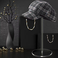 Support de présentation de chapeaux en acrylique transparent avec base ronde et plateau supérieur circulaire, socle de table pour magasins de détail et boutiques