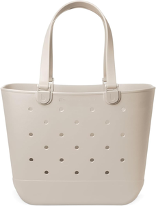 Grand sac de plage simple et moderne, imperméable, en caoutchouc, pour les voyages, la piscine, le bateau, les courses, les sports |   Amande Bouleau - Product Image 1
