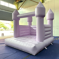 Rumah Loncat Tiup Warna Putih Pastel Pink Kelas Komersial, Bahan PVC, Tiup, Untuk Dalam Ruangan, Ukuran Kecil