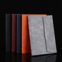 Carnet de notes personnalisé en cuir PU écologique, format A5, 100 pages, à 3 volets, avec anneaux, style vintage, pour les affaires