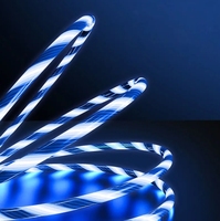 Venta al por mayor de luz LED de colores visible brillante USB tipo C flujo brillante Streamer Cable de datos de carga rápida para Samsung