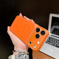 Funda Magnética de Lujo para Teléfono con Textura de Fibra de Carbono para iPhone 17 Air 16 15 14 Pro con Lente de Vidrio y Carga Inalámbrica