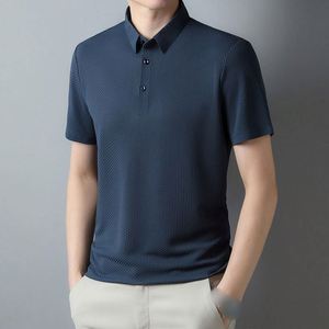 Nouveau <span class=keywords><strong>Polo</strong></span> d'été en Soie Glacée pour Homme, T-shirt Décontracté à Manches Courtes avec Col Jacquard et Infroissable - Product Image 4