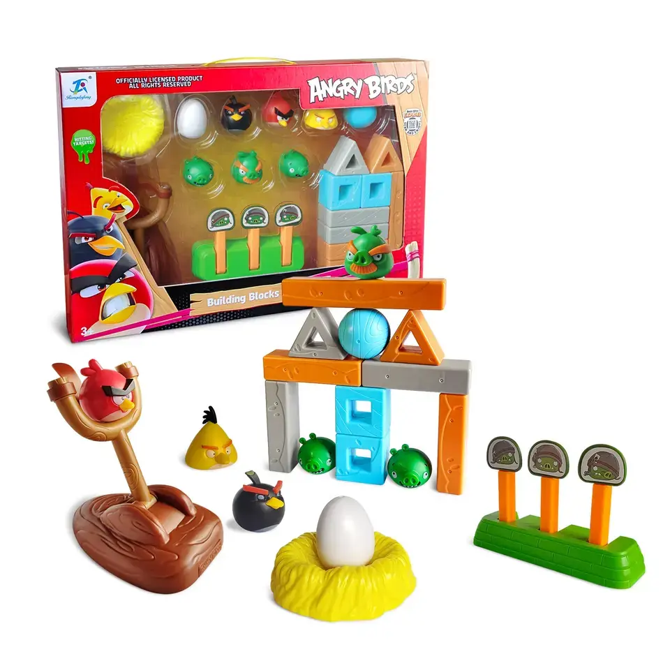 Kuşlar kızgın aksiyon figürü uzay masa oyunları çocuk bulmaca sapan hediye için blok oyuncaklar modeli
