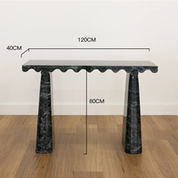 Meubles KUMUSI, table console en marbre vert Alpi naturel Wabi-Sabi pour salon, couleur personnalisée