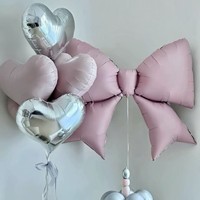 Ballons en aluminium bleu ciel en forme de cœur et nœud papillon, ballons à l'hélium pour la Saint-Valentin et les fournitures de fête de mariage