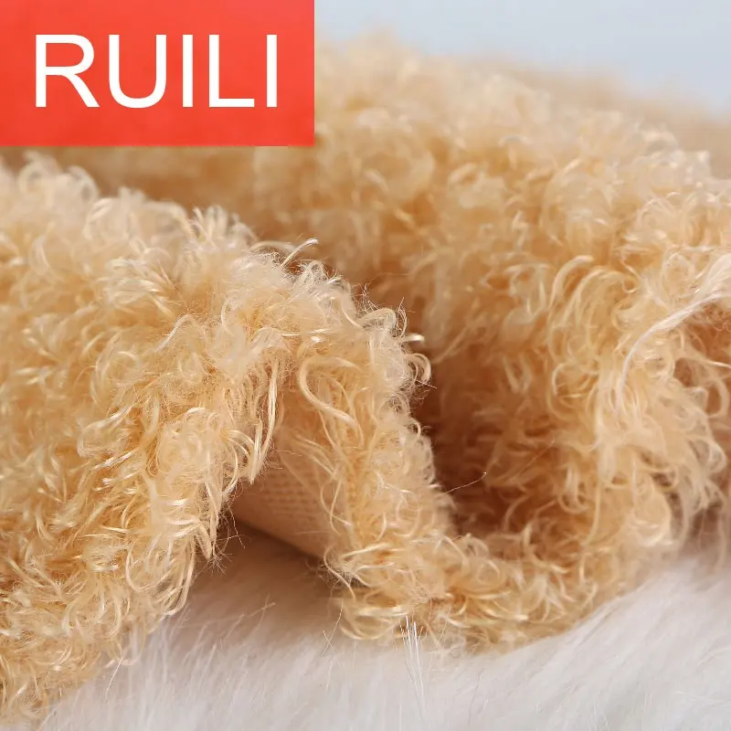 100% polyester warp knitted long hair curly pile plush hairy fabric