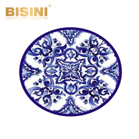 Table à manger couleur bleue en porcelaine blanche Le nouveau style national chinois comporte une table à motif