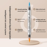 Ensemble d'étudiants pour enfants Stylo marqueur acrylique liquide droit à double extrémité Grande capacité pour dessiner Marqueurs d'art pour la peinture à la main