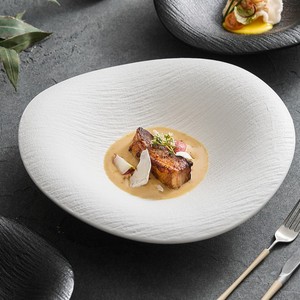 Restaurant italien Assiettes de luxe Assiette à soupe en porcelaine Saladier à brider en céramique blanche - Product Image 2