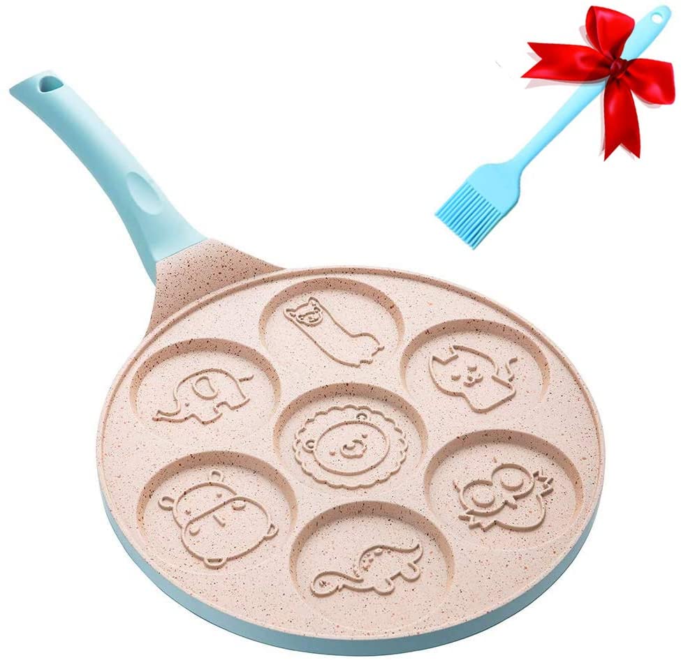 2021 форма для блинов антипригарная сковорода с 7 чашками для животных Blini блинница-10 дюймов Сковорода для блинов для завтрака для детей Подарки