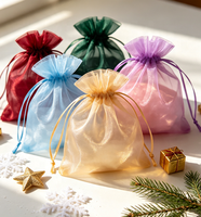Sacs cadeaux en organza recyclables, durables, à cordon, multicolores, réutilisables, souples, résistants, pour mariage, anniversaire