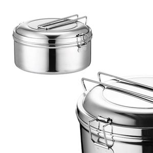 2025 Custom Metal <b>Lunch</b> <b>Box</b> Silver 304 Stainless Steel Round Picnic Accessories <b>Lunch</b> <b>Box</b> for Outside - Product Image 1