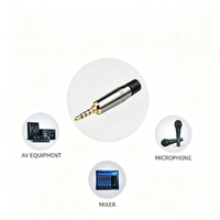 Prise audio jack 3,5 mm OEM, 4 pôles TRRS, droite, plaquée or, coque métallique noire, pour câble de microphone de casque de jeu