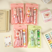 Lot de 6 stylos correcteurs mignons, gel effaçable, stylo à bille 10 couleurs, crayon, cadeau, papeterie de dessin animé