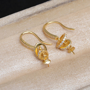 ต่างหูเงินแท้ S925 รุ่น JG6021 ของซองฮเยกยอง พร้อมอุปกรณ์ DIY ใช้ได้สองแบบ ประดับเพชรซิคอน 8-10 มม. พร้อมฐานเปล่าสำหรับใส่ไข่มุก - Product Image 1