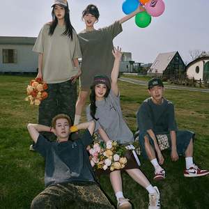 T-shirt Homme Personnalisé Coupe Ample Manches Courtes 180 Grammes Molleton Lourd Col en Maille Tricotée 100% Coton Style Streetwear Vintage - Product Image 5