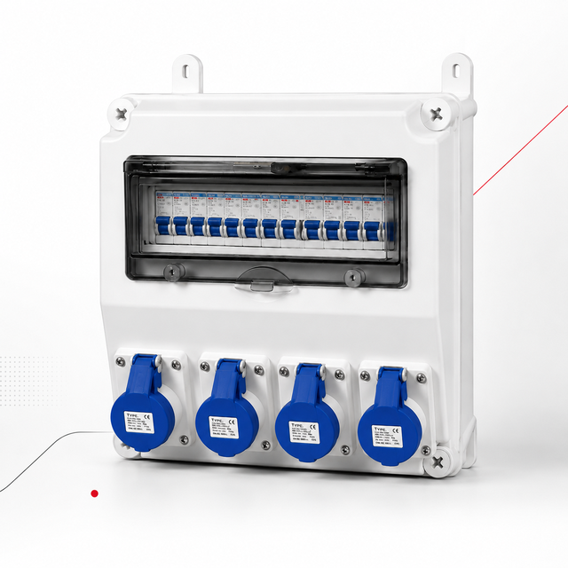 IP66 Waterproof ABS Industrial Socket Distribution Box Custom Electrical Power Enclosure with MCB Breaker for Indoor Outdoor Use