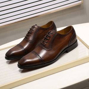 Zapatos Oxford Formales de Negocios para Hombre, de Piel Genuina de Alta Gama, con Punta Redonda, Estilo Británico, con Punta de Acero, para Otoño, Estilo Retro - Product Image 2