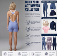Combinaison de yoga côtelée sans coutures pour femme, dos ouvert, avec passepoil contrastant, bleu périvert, pour l'entraînement et la gym