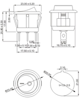 Interrupteur à bascule rond noir JC-KCD1-E 125V 6A 250V 3A 23mm marche/arrêt 2 broches 2 positions pour automobile, camping-car et voiture