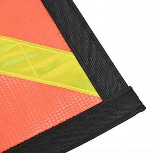 Wholesale Cheap Orange Custom Size Anti-Wrinkle Reflective Strip Mesh Fabric Traffic Safety <b>Flag</b> with Hook for Truck Use - Product Image 3