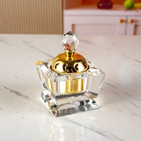 Brûleur d'encens en cristal K9 géométrique à plusieurs niveaux avec couvercle en forme de lune dorée, centre de table zen pour aromathérapie, décoration moderne pour la maison, religieux