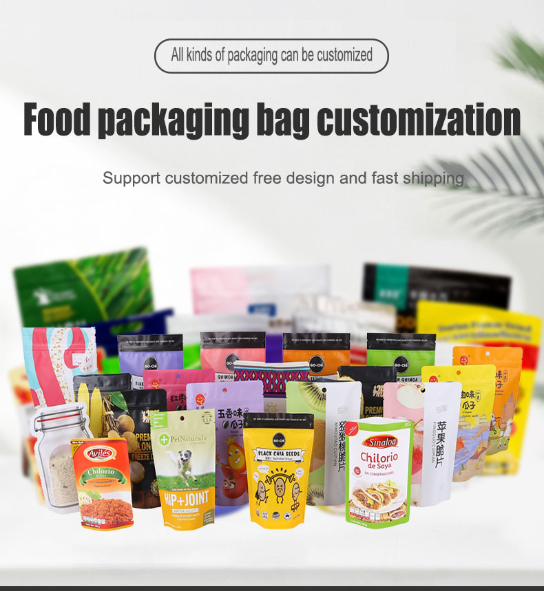 Empaque Alimentos Zip lockk Stand Up Plastic Snack Nut Packaging Bag Mango Dried Fruit Dry Food Packaging Bag