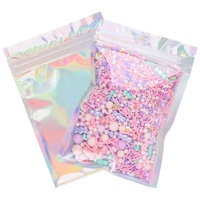 Sac holographique transparent en feuille d'aluminium personnalisé refermable petit emballage alimentaire en plastique zip-lock sacs en mylar anti-odeur