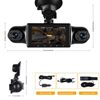 Podofo 3 ''1080P Caméra de tableau de bord à 5 objectifs pour voitures Boîte noire DVR Enregistrement en boucle Surveillance de bébé/Capteur G/Caméra de recul à vision nocturne