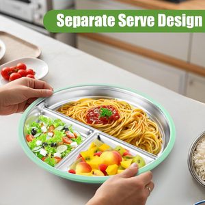 Assiette Bébé en Silicone à Ventouse, Ronde, en Acier Inoxydable, Antidérapante, avec Compartiments, Qualité Alimentaire, pour Tout-Petits - Offre Spéciale - Product Image 4