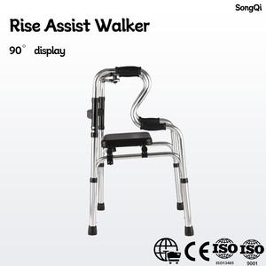 Déambulateur pliant léger et portable en aluminium avec siège <span class=keywords><strong>de</strong></span> toilette, hauteur réglable, <span class=keywords><strong>aide</strong></span> médicale pour personnes âgées - Product Image 5