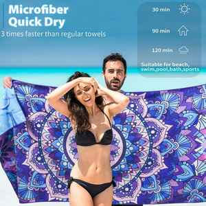 Serviette de plage en microfibre surdimensionnée 71x32 légère, anti-sable, séchage rapide, accessoire de voyage et de sport, essentiel pour les vacances, cadeau - Product Image 3