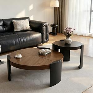 Mid-Century Modern Simple Wooden Coffee & Tea <b>Table</b> Set Combination Movable Design for Living Room Hotel Home Furniture - Product Image 1