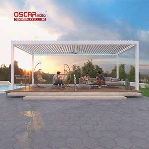 Toit à lamelles rétractables automatiques en aluminium avec <span class=keywords><strong>toile</strong></span> et rideaux, système <span class=keywords><strong>d</strong></span>'<span class=keywords><strong>ombrage</strong></span> extérieur <span class=keywords><strong>pour</strong></span> jardin, patio, balcon, <span class=keywords><strong>pergola</strong></span> - Product Image 1