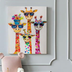 Vente directe d'usine, <span class=keywords><strong>peinture</strong></span> à numéros de haute qualité, famille de girafes colorées de dessin animé, <span class=keywords><strong>peinture</strong></span> à l'huile personnalisée en gros, bricolage - Product Image 2