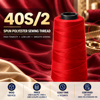 Fil à coudre en polyester filé 100% 40S/2 en vrac, haute ténacité, faible rétrécissement, pour surjeteuse industrielle, bobine conique, couleurs personnalisées