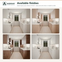 Meuble de cuisine modulaire, portes en mélamine au design contemporain, aménagement en îlot, livraison en kit et rangement coulissant