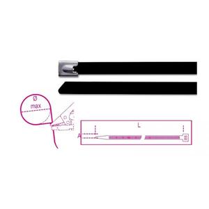 สายเคเบิลสเตนเลสสตีลล็อคตัวเองรุ่นเบต้า BMSC3045เคลือบโพลีเอสเตอร์สีดำ (หลายแพ็ค) สำหรับติดตั้ง - Product Image 1