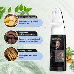 Private Label 2-in-1 Professionelle Permanente Haarfärbeshampoo Natürliche Schwarze Haarfarbe Creme Mit Kamm - Product Image 3