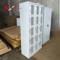 Casier de gym ventilé en acier laminé à froid durable, armoire de rangement en métal perforé à 15 portes pour salle de sport