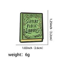 Broches en métal en gros, motifs de livres de dessins animés, épingles mignonnes avec citations de livres, épingles créatives avec lettres anglaises, décoratives pour les amateurs de lecture