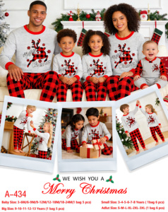 Conjunto de Roupas de Natal 2026 com Novo Design, Pijamas de Algodão Puro para Pais e Filhos, Manga Longa, Estampa de Desenho Animado, Atacado - Product Image 1