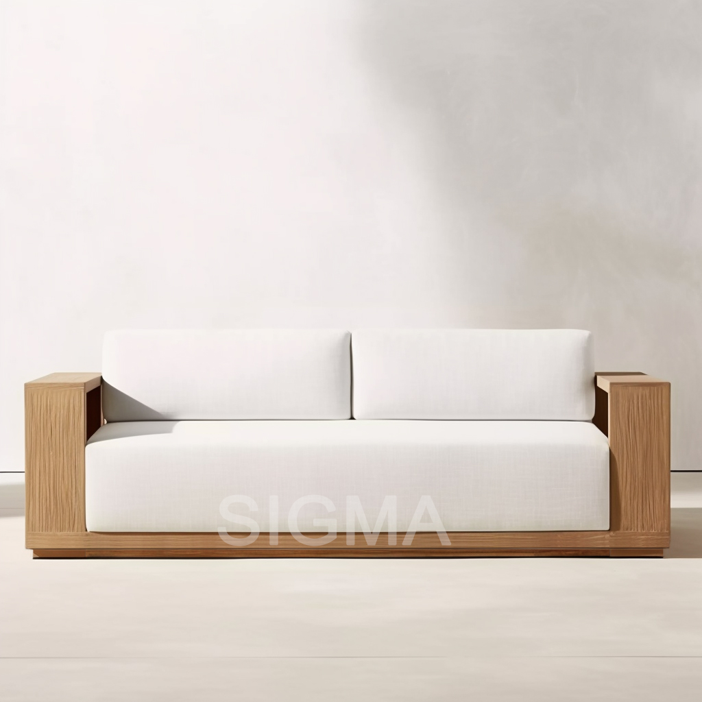 All-weather High-end outdoor furniture villa wooden teak sectional sofa set private garden sofa hotel patio teak outdoor sofa