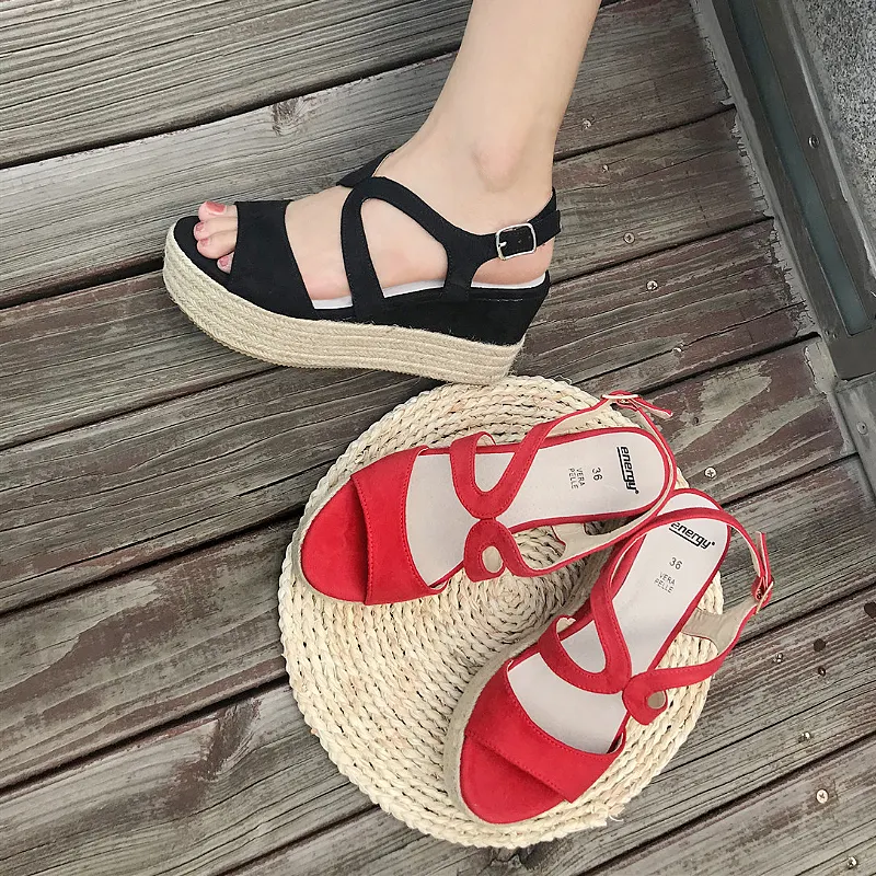 Nuovo arrivo cinturino incrociato alla caviglia Sandalias Mujer Shoes espadrillas plateau sandali da donna sandali con zeppa per donna e donna