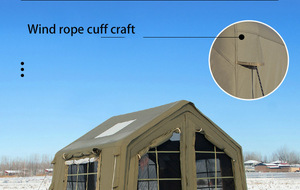 8 + 8,8 ㎡ Tienda inflable verde militar Campamento de lujo salvaje <span class=keywords><strong>Camping</strong></span> 8 Cinturón de algodón plano Cabina inflable de expansión - Product Image 3