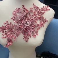 Bordure en dentelle française luxueuse en polyester/nylon avec sequins, strass et perles pour la décoration de robes de mariée